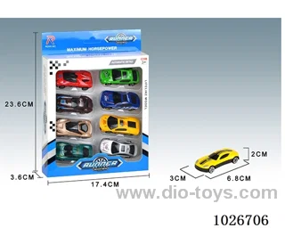 8pcs free wheel alloy car 12sets&12color mixed loading in window box