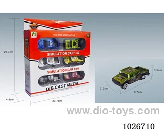 6pcs 1:50 free wheel alloy car 6sets & 6color mixed loading in window box