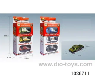 3pcs 1:50 free wheel alloy car 6sets&6color mixed loading in window box