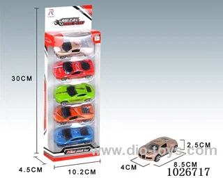 5pcs free wheel alloy car 6sets &6color mixed loading in window box
