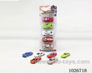 5pcs free wheel alloy car 6sets &6color mixed loading in blister card