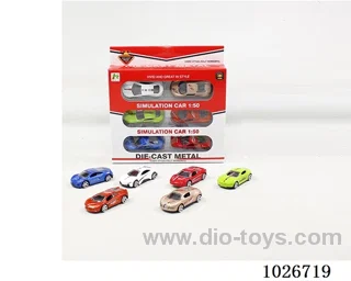 6pcs free wheel alloy car 6sets &6color mixed loading in window box