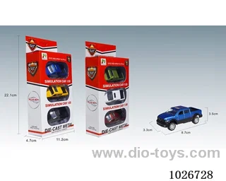 1:50 3pcs Pull Back Alloy Car 6sets&6color mixed loading in window box