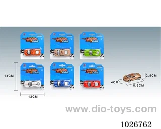 pull back alloy car 6sets&6color mixed loading in blister card