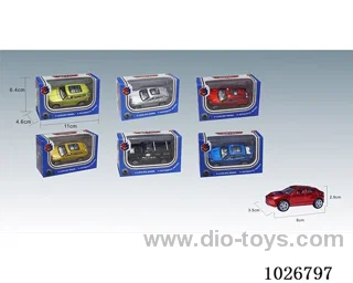 1:50 pull back alloy car 6sets &6color mixed loading in window box