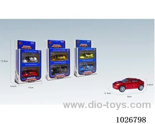 2pcs 1:50 pull back alloy car 6sets &6color mixed loading in window box