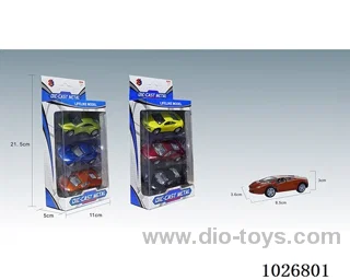 3pcs 1:50 pull back alloy car 6sets &6color mixed loading in window box