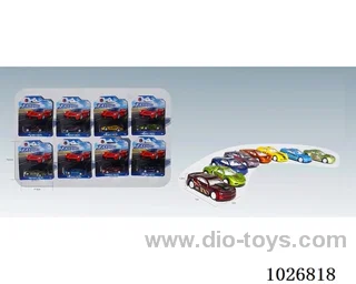 1:64 pull back alloy car 8sets&8color mixed loading in blister card