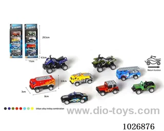 1:55 4pcs pull back alloy car 8sets & 8color mixed loading in window box