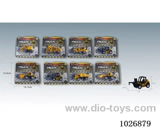 1:55 8pcs pull back alloy car loading in blister card