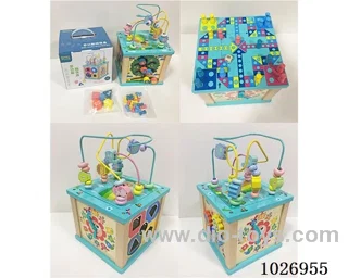 Wooden bead winding toy in color box