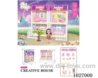 69pcs DIY villa & Barbie with double light include battery