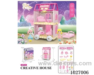 38pcs DIY villa & doll with double light include battery