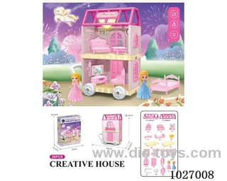38pcs DIY villa & doll with double light include battery
