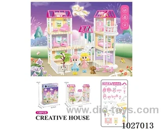 130pcs diy villa &doll with double light include battery