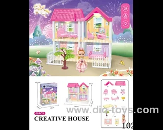 69pcs diy villa &Barbie with double light include battery