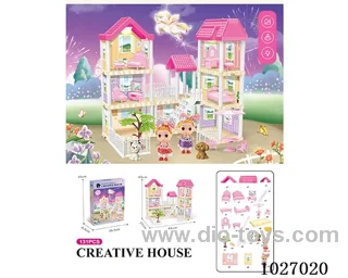 130pcs diy villa &doll with double light include battery