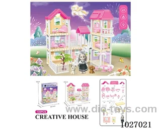135pcs diy villa &doll with double light include battery