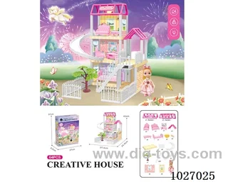 64pcs diy villa &Barbie with  light include battery