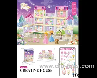 196pcs diy villa &doll with double light include battery