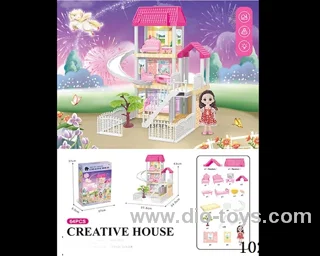 64pcs diy villa &Barbie with double light include battery