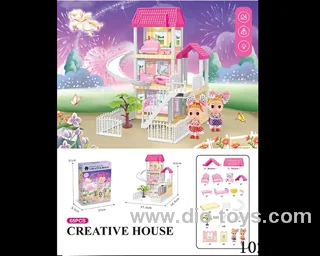 65pcs diy villa &doll with light include battery