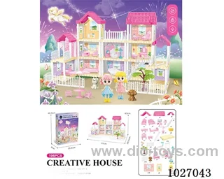 196pcs diy villa &doll with double light include battery