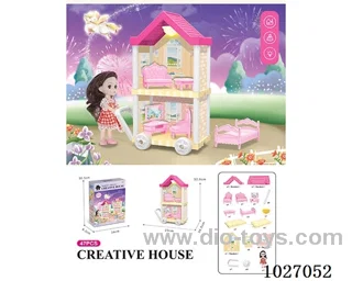 47pcs diy villa &Barbie with light include battery