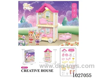 48pcs diy villa &doll with light include battery