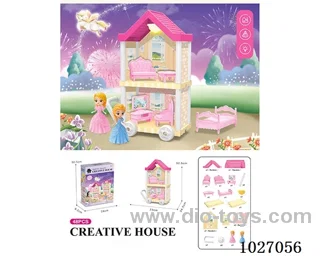 48pcs diy villa &doll with light include battery