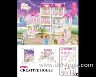 168pcs diy villa &doll with double light include battery