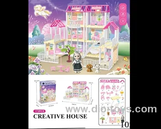 173pcs diy villa &Barbie with double light include battery