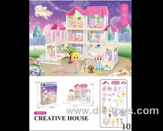 168pcs diy villa &doll with double light include battery