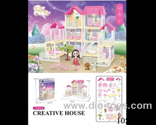 173pcs diy villa &Barbie with double light include battery