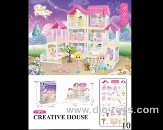 174pcs diy villa &doll with double light include battery
