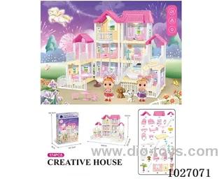174pcs diy villa &doll with double light include battery