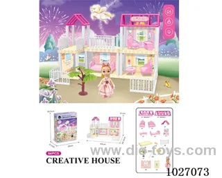 84pcs diy villa &Barbie with light include battery