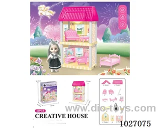 47pcs diy villa &Barbie with light include battery