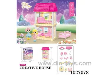 48pcs diy villa &doll with light include battery