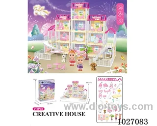 213pcs diy villa &doll with light include battery