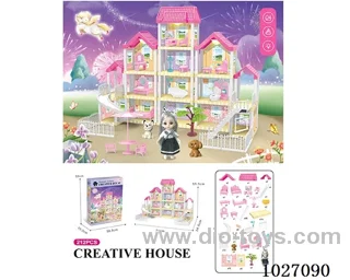 212pcs diy villa &doll with light include battery