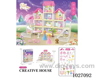 213pcs diy villa &doll with light include battery