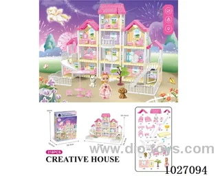 218pcs diy villa &doll with light include battery
