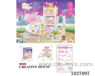 118pcs diy villa &doll with light include battery