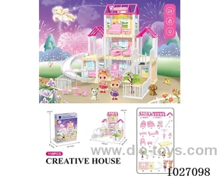 118pcs diy villa &doll with light include battery