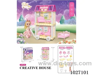 37pcs diy villa &doll with light include battery