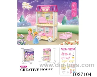 38pcs diy villa &doll with light include battery
