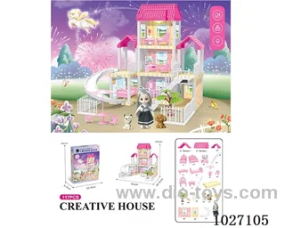 117pcs diy villa &doll with light include battery