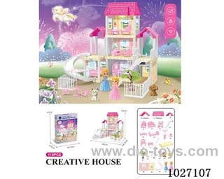 118pcs diy villa &doll with light include battery