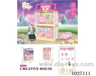 37pcs diy villa &doll with light include battery